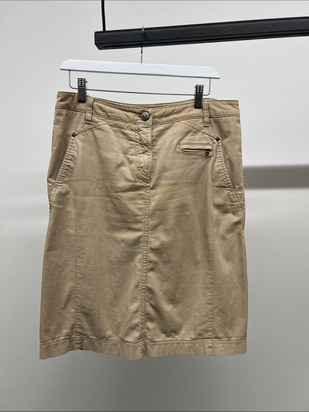 Classic Tan Skirt with Front Pockets
